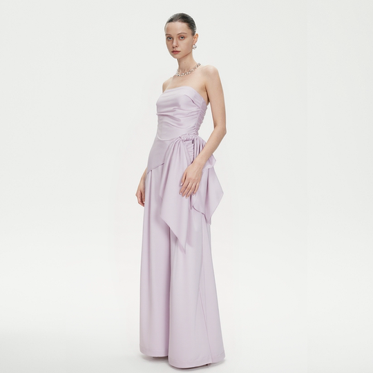 Sleeveless French design moderate ribbon design satin women