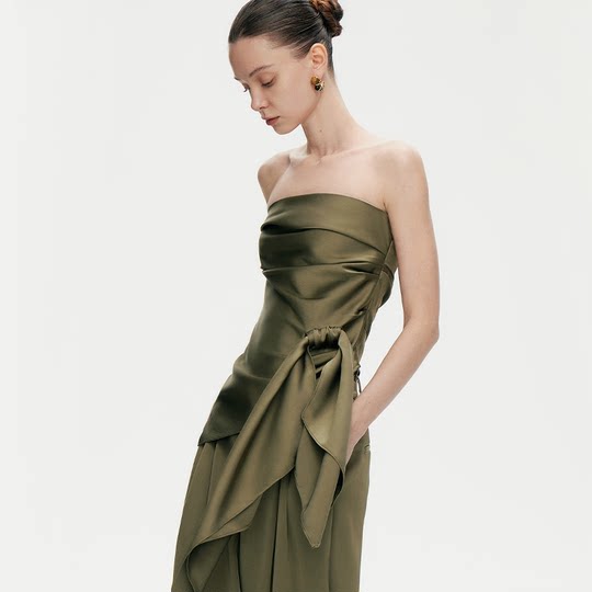 Sleeveless French design moderate ribbon design satin women