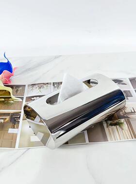 不锈钢纸巾盒客厅茶几抽纸盒洗收纳脸盒擦巾1898纸盒家居手装饰摆