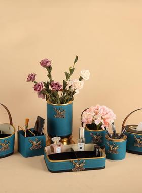 X2021清奢仓意轻鹿头遥控收创纳盒居摆件客厅家茶几纸巾盒托盘