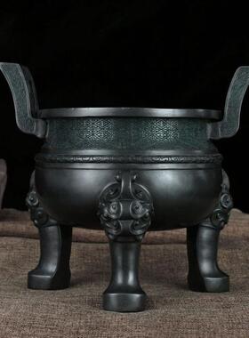 黄铜楚大鼎摆件手招财铜鼎摆件铜制品黄铜纯厅工客饰品鼎香6453炉