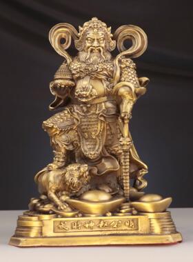 杨记铜虎财神骑虎家铜像黄铜赵明神像店0007公铺用供奉武财神摆件
