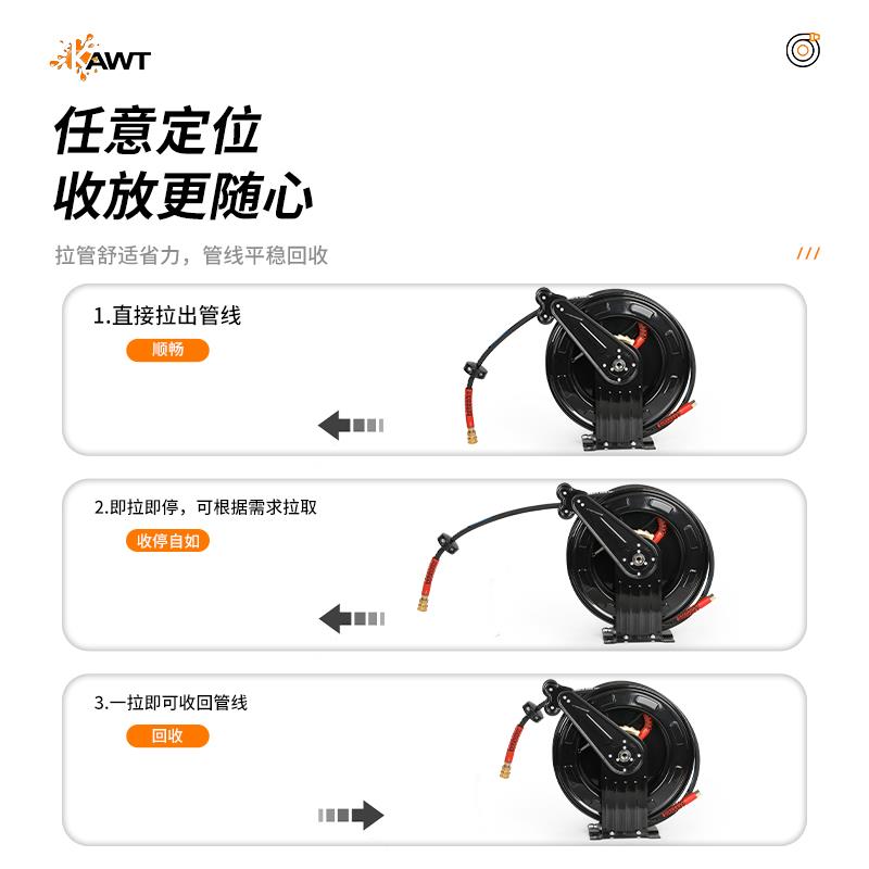 卡维特高压水鼓卷管器气鼓黄油水管自动伸缩收卷盘器风炮管洗车机 - 图2