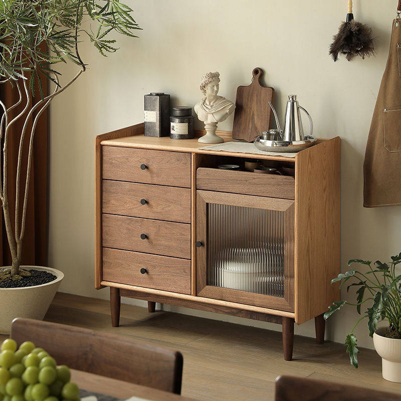 日式实木餐边柜黑胡桃储物柜小户型沙发边柜客厅茶水柜入户玄关柜,淘宝优惠券,粉丝福利购,淘宝优惠卷