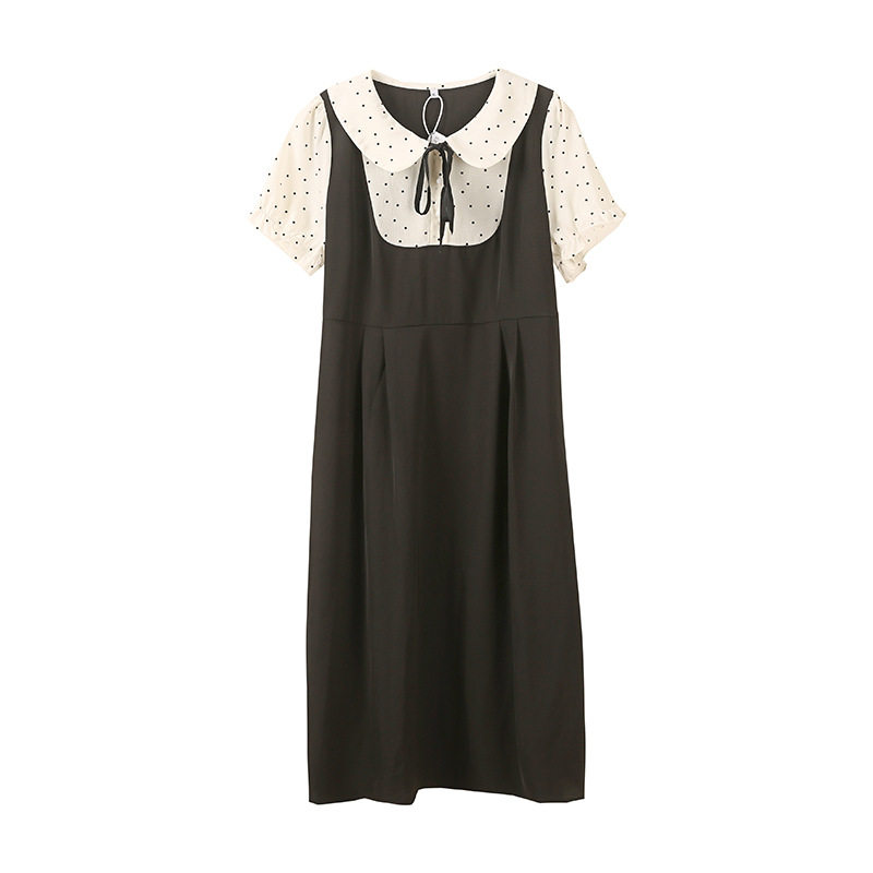 装波点姐妹款小黑裙2024夏季新款遮肉长短款连衣裙250413孕妇胖妈