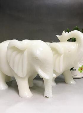 天然阿富汗白玉象摆件雕刻吸水大象客厅办公室摆设新居装饰工艺礼