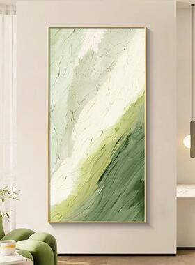 现代简约玄关装饰画绿色抽象走廊过道挂画高档酒店入户正对门壁画