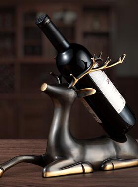 创意铜鹿酒架摆件客厅装饰品铜制工艺品酒柜家居饰品鹿型红酒架