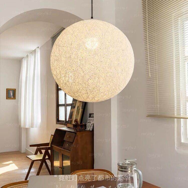 工装家装设计师款手工藤艺麻球吊灯侘寂风民宿复古卧室日式灯具,淘宝优惠券,粉丝福利购,淘宝优惠卷