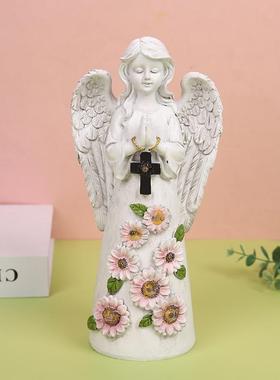 天使小孩花灯太阳能发光花园家居摆件庭院装饰人物雕塑树脂梦幻