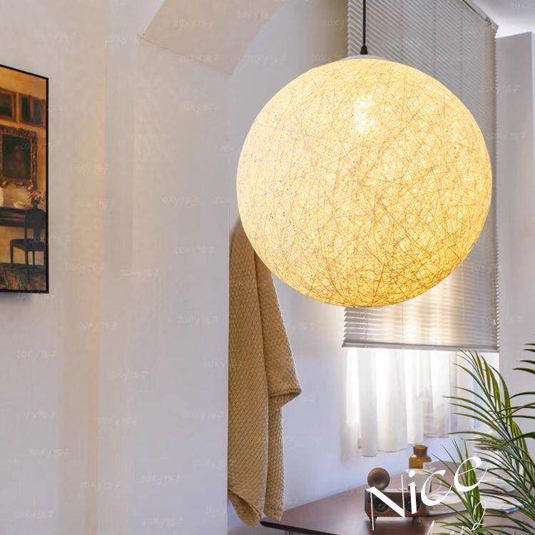 工装家装设计师款手工藤艺麻球吊灯侘寂风民宿复古卧室日式灯具,淘宝优惠券,粉丝福利购,淘宝优惠卷