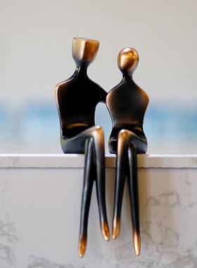 北欧风ins创意情侣抽象人物雕塑摆件树脂家居装饰桌边工艺品