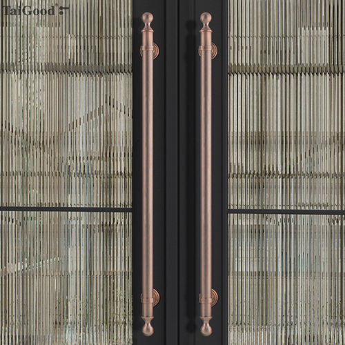 KBQ1全铜美式复古实木入户酒店大门拉手窄边框钢化玻璃门仿古把手 - 图1