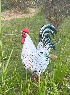欧式铁艺创意家居摆件户外庭院家禽公鸡模型金属工艺礼品