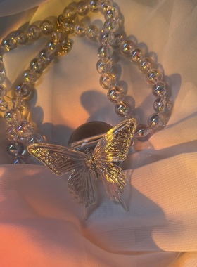蝴蝶口球项链炫彩情侣小众饰品颈链另类道具