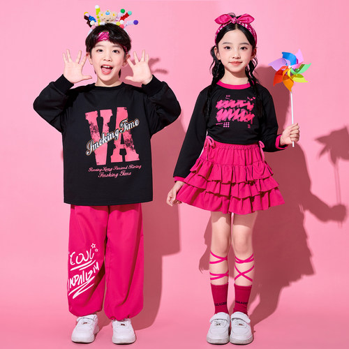 儿童啦啦队演出服装少儿街舞爵士舞舞蹈潮服小学生运动会表演班服 - 图2
