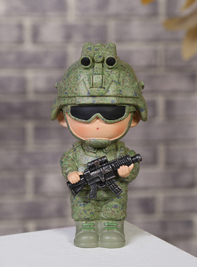 好货迷彩特种兵红色摆件卡通树脂工艺品创意退伍毕业礼物装饰礼品