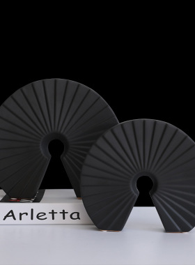 现代简约创意白色扇形摆件新中式样板房样品屋展示中心软装饰品电