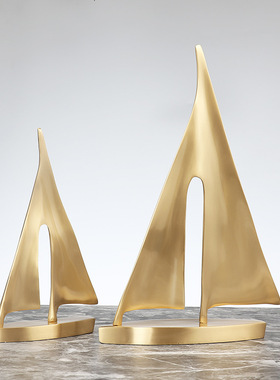 帆船铜摆件北欧现代一帆风顺轻奢铜摆件创意家居客厅饰品摆件