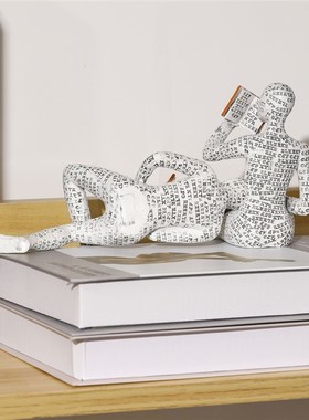 欧美现代简约读书人家居树脂工艺品摆件客厅落地书架装饰品