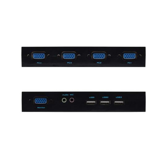KVM switch 4 in 1 out multi-computer mouse keyboard shared display VGA hotkey with audio switching cable