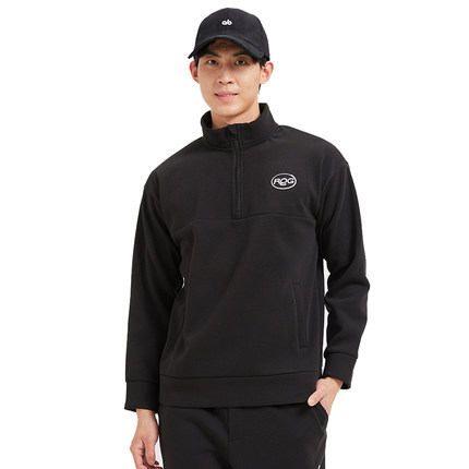 中领宽松休闲卫衣卫裤男士秋冬季加绒加厚立领半拉链男生新款2025