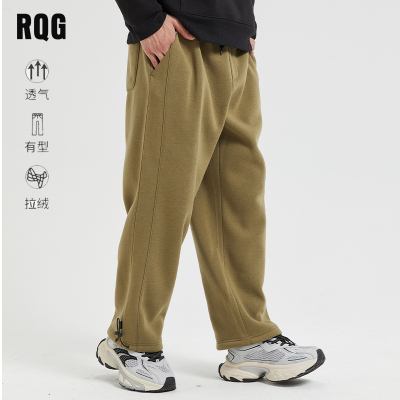 秋冬加绒宽松抽绳束脚卫裤男