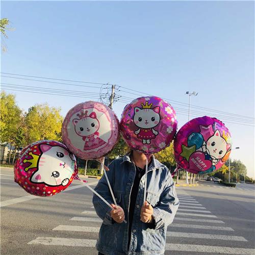 圆球18寸微商地推扫码小礼品引流吸粉器儿童卡通圆形手持铝膜气球 - 图0