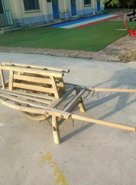 老式手推tj#u+u+s车老件物俗老式独轮民车农家院民间藏怀旧装饰摆