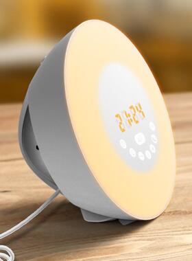 外贸爆款自然唤醒灯闹钟LED多功能触摸起床灯模拟日出七彩变色