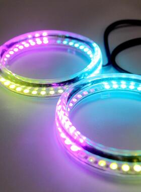 汽车光导圈幻彩七彩多色LED天使眼带转向天使眼幻彩日间行车灯