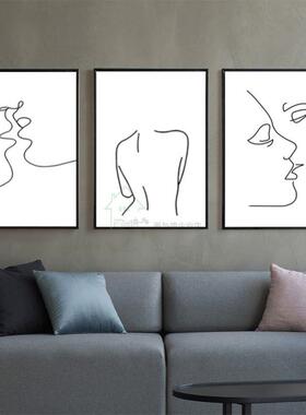 Nordic Figures Line Art Woman Wall Canvas Paintings Posters