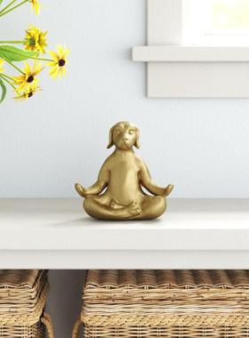 跨境新品golden yoga dog金色瑜伽狗家居装饰摆件树脂工艺品摆饰