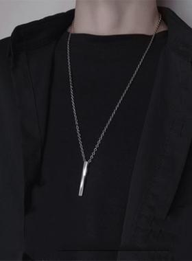 2024 Fashion New Black Rectangle Pendant Necklace Men Trend