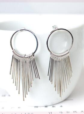 Metal Geometric Pendant Earrings For Women Gold Color Round