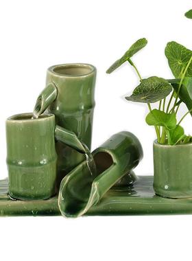 石槽鱼池缸陶瓷流水景观庭院花园阳台装饰配件循环增氧DIT养鱼