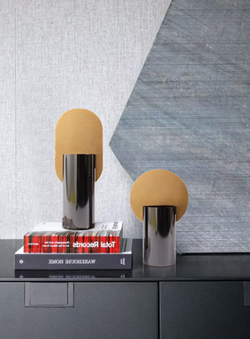 轻奢新中式几何金属摆件抽象样板间售楼处博古架玄关室内软装饰品