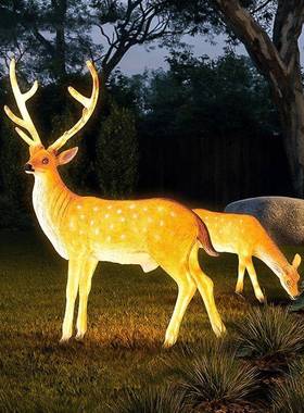 户外灯长颈鹿麋鹿灯庭院灯别墅草坪灯室外园林景观灯公园仿动物灯