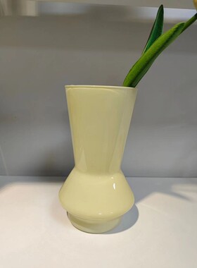 高级感中古芬顿奶油花瓶玻璃水养鲜花富贵竹玫瑰百合家居客厅插花