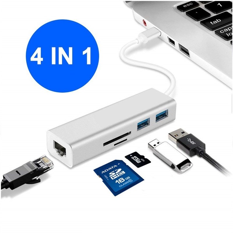 网红5 in 1 USB 3.1 Type C to 2 USB 3.0 Ports Hub SD/TF Card - 图0