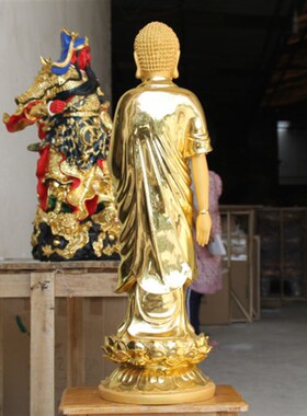 好货厂家直销 鎏金释迦牟尼佛像 药师佛 68厘米站佛祖 贴金阿弥陀