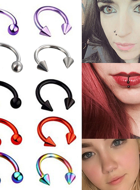 Stainless Steel Cone Spike Horseshoe Circular Septum Nose Ri