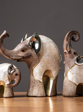 新中式大象摆件一对电视酒柜装饰品办公室桌面乔迁礼物开业送礼