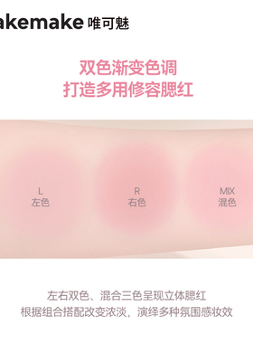韩国Wakemake唯可魅渐变双色腮红柔焦哑光保湿长效持妆提升气色