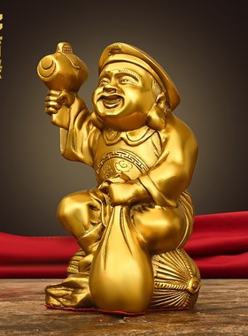 铜大黑天财神人物铜像摆件黄铜铸造密宗佛像家用供奉店铺开业礼品