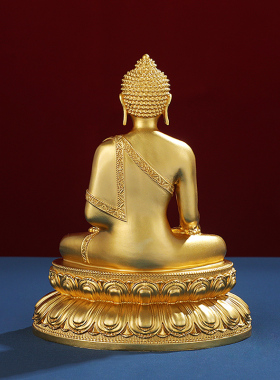 小佛像纯铜摆件释迦牟尼阿弥陀佛药师佛西藏式鎏金家用供奉台底座