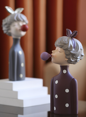 北欧轻奢风家居泡泡女孩摆件装饰客厅托盘电视柜玄关新人结婚礼物