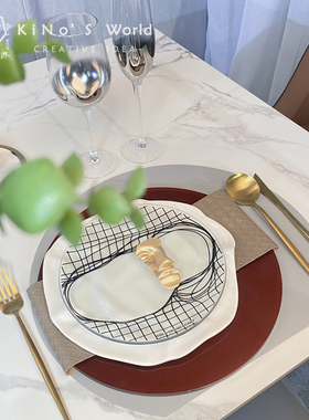 意式餐具摆件组合轻奢样板房间餐厅西餐垫酒店餐桌装饰摆台工艺品