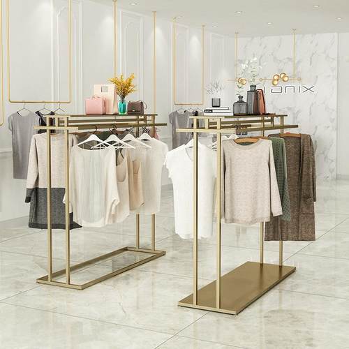 服装店服饰中岛展示架双排落地货架双杠挂衣架女装衣服陈列架 - 图0