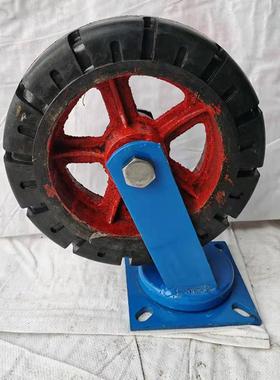 供应6-16寸铁芯脚轮重型橡胶静音万向轮推车滑轮带刹车脚轮